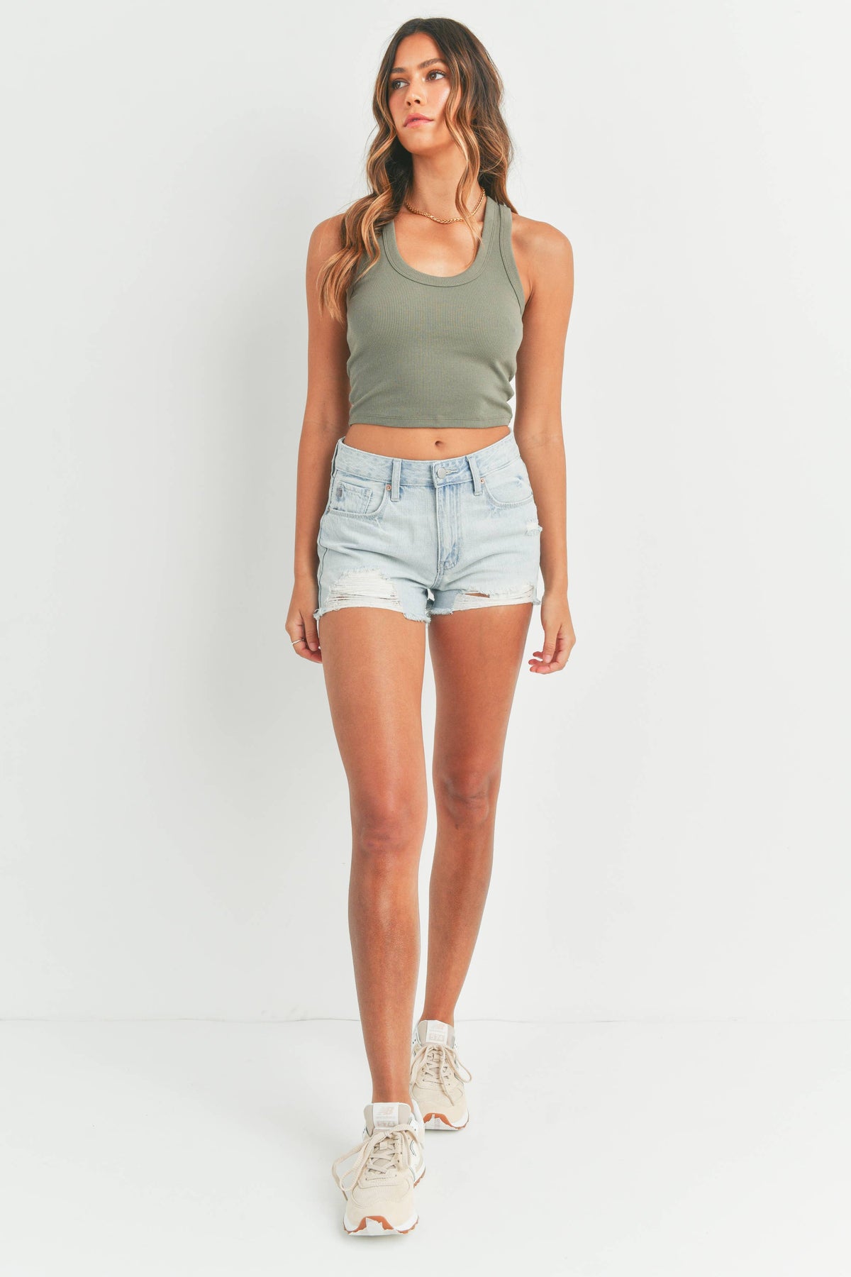 Just USA Silver Lake High Rise Distressed Denim Shorts