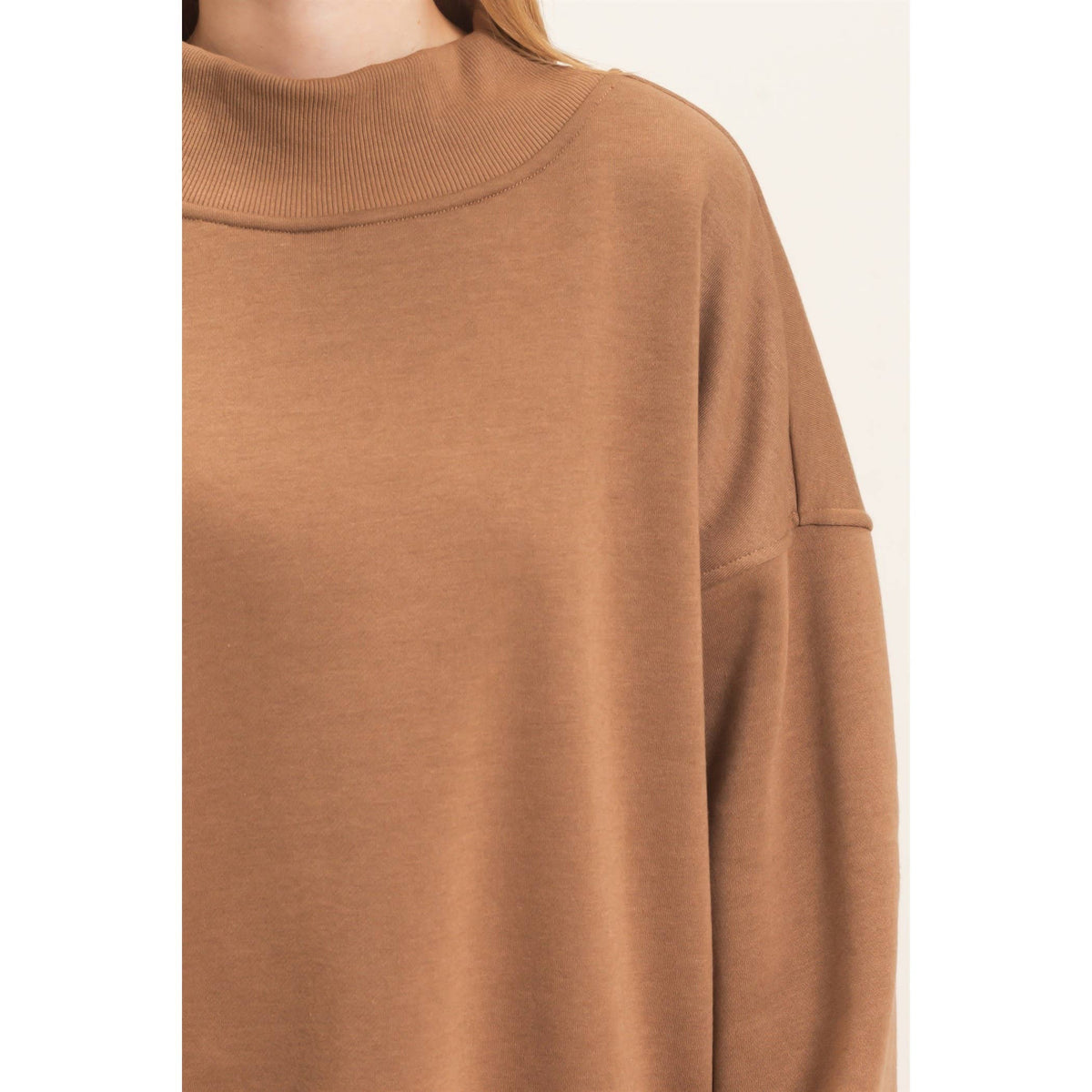 Enzyme Washed Mock Neck Sweatshirt: H.GRAY / S-M-L(2-2-2)