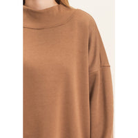 Enzyme Washed Mock Neck Sweatshirt: H.GRAY / S-M-L(2-2-2)