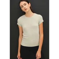 The Merrin Classic Ribbed Baby Tee – Fitted Crew Neck Essential T-Shirt for Women