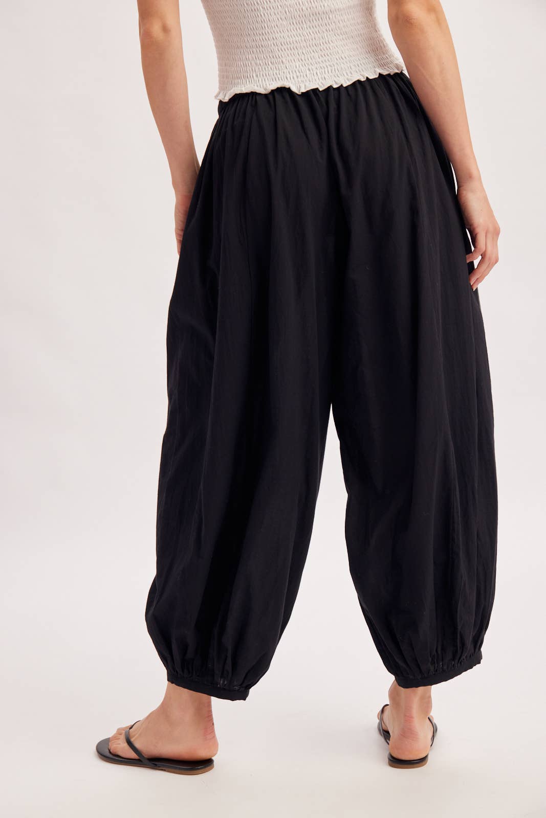 BOHO DRAWSTRING BALLOON PANTS: Black