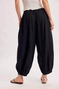 BOHO DRAWSTRING BALLOON PANTS: Black