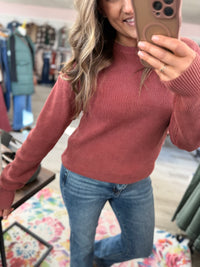 Staccato Vintage Wash Waffle Knit Crew Sweater