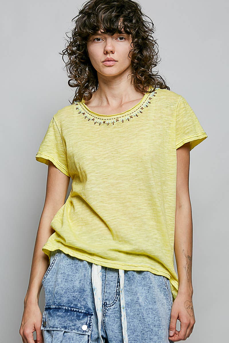 Everyday Lightweight Relaxed Fit Hand-Stitched Knit Top: Black / L