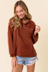 Tracy Hoodie With Cute Floral Contrast: Rust