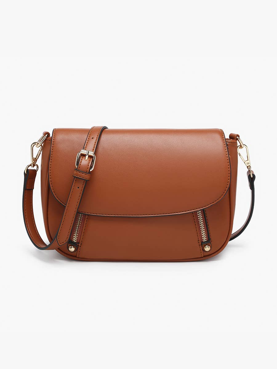 Jen & Co. Lindsay Dual Zip Flapover Crossbody – Vegan Leather Convertible Bag
