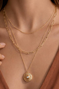 18K Gold Plated Stainless Steel Layered Coin Necklace