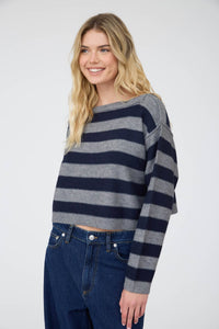 The Weekend Stripe Sweater: Charcoal/Navy