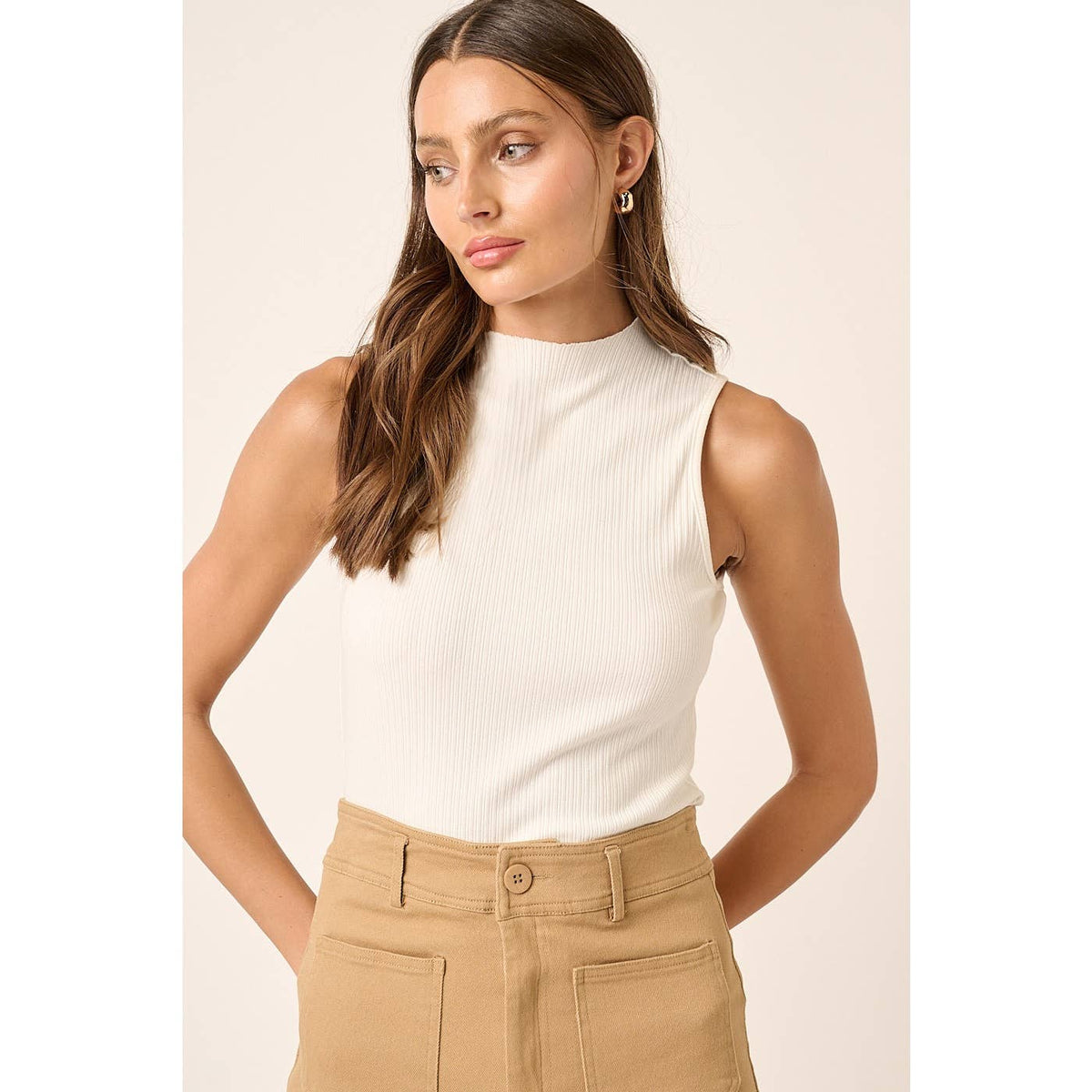 The Eliza Ribbed Mock Neck Tank