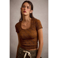 Pressed Petals Seamless Top: Brown