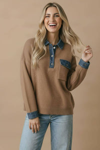 The Hadley Denim Trim Sweater