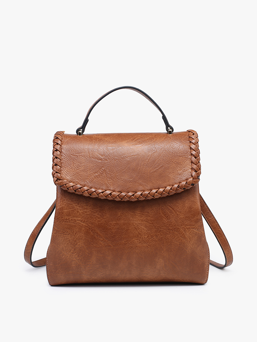 Jen & Co. Blossom Whipstitch Trim Backpack – Structured Vegan Leather Bag