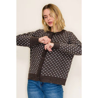 Snow Day Jacquard Cardigan: Chocolate