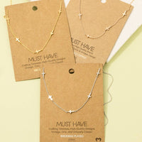 Meadow Grace Gold Dipped Cross Station Necklace – Dainty Faith-Inspired Jewelry