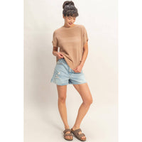 The Delaney Breezy Knit Top: Dark Taupe