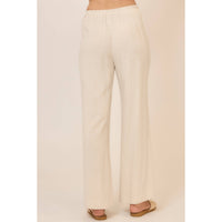 The Brynn Drawstring Linen Blend Pants – Relaxed Wide Leg Pull On Pants: Oatmeal