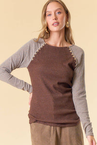 The Jolene Button Detail Knit Top – Mocha