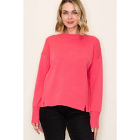Staccato Winterberry Mock Neck Sweater – Heavy Knit Pullover with Side Slits | Northern Belle Boutique