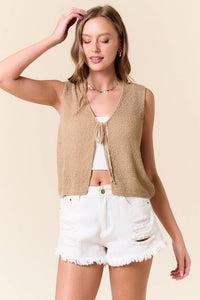 The Brynn Knit Tie Vest – Cropped Sleeveless Layer