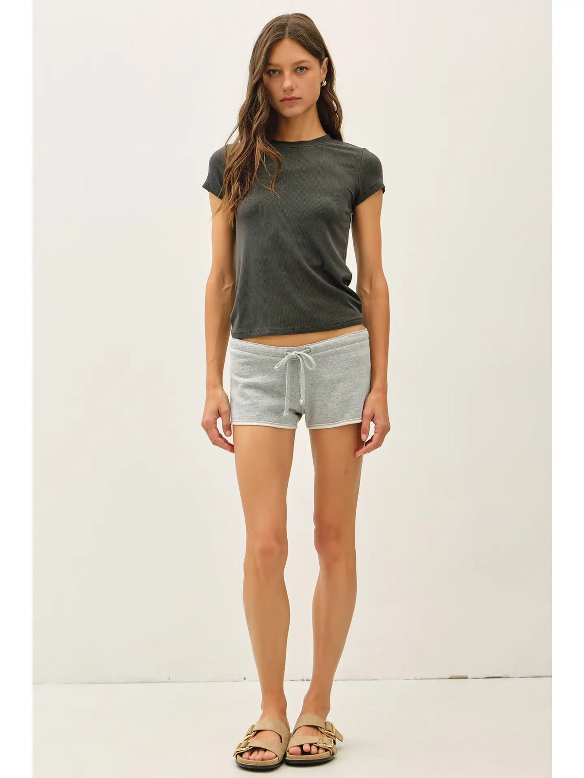 The Merrin Classic Ribbed Baby Tee – Fitted Crew Neck Essential T-Shirt for Women