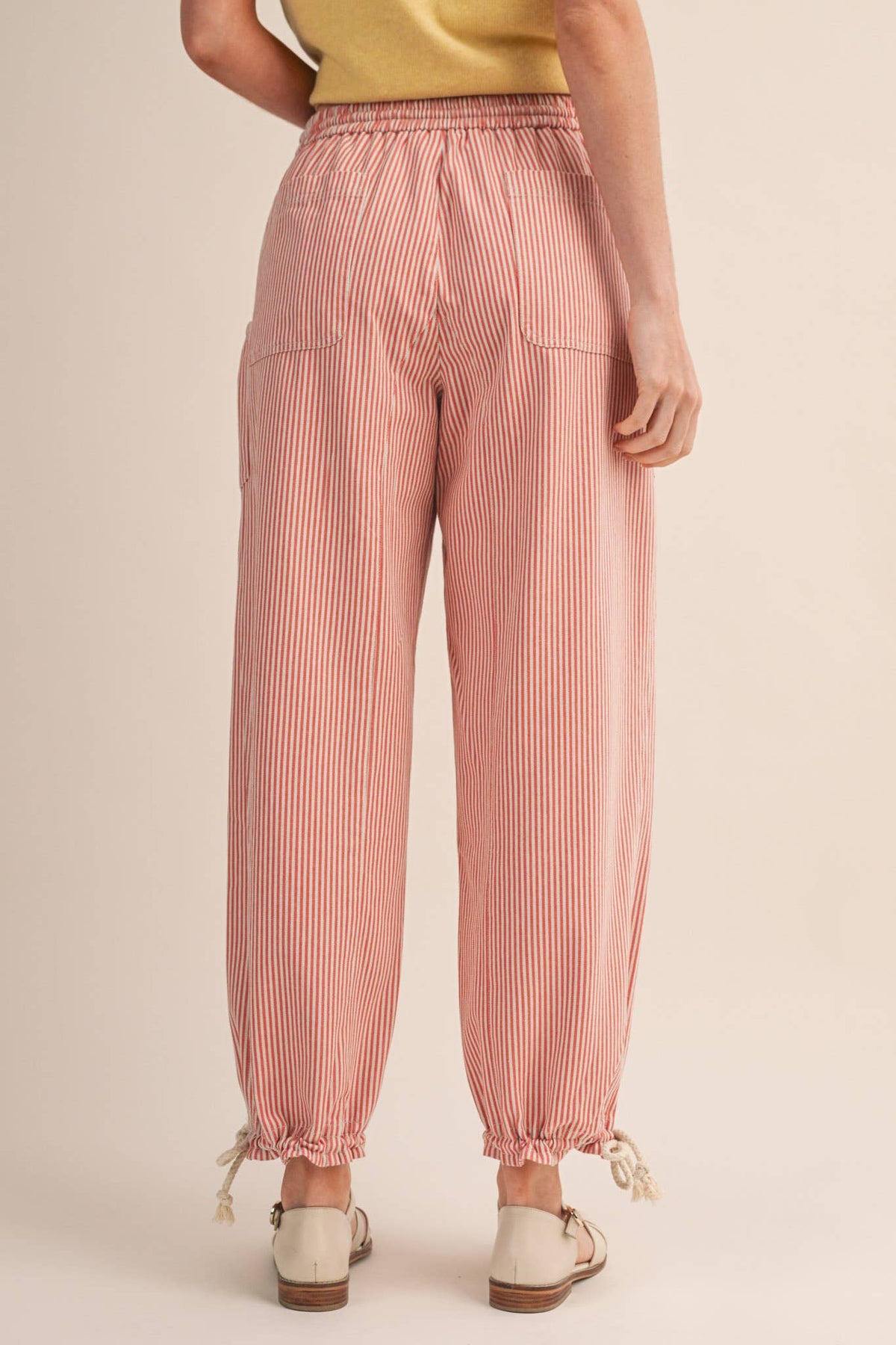 The Sunset Stripe Parachute Pants: Salmon Pink