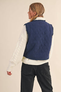 Tie It Together Quilted Vest: Navy
