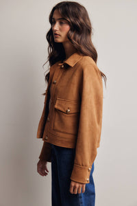 Sierra Stretch Suede Cropped Jacket: Camel