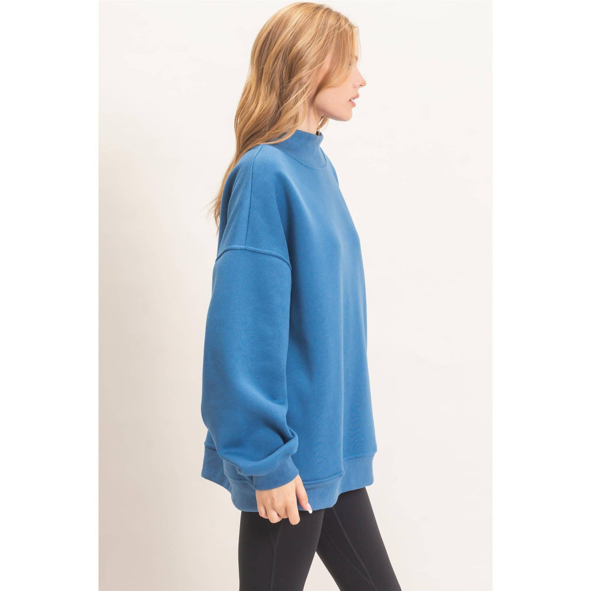 Enzyme Washed Mock Neck Sweatshirt: H.GRAY / S-M-L(2-2-2)