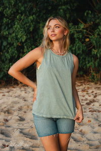 Oaklee Mineral Wash Cotton Tank Top – Casual Basic Sleeveless Tee