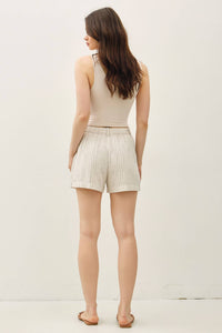 The Ava Linen Shorts – High Rise Button Front Summer Shorts with Pockets