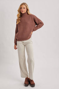 The Cocoa Club Ribbed Knit Turtleneck Sweater: Mocha