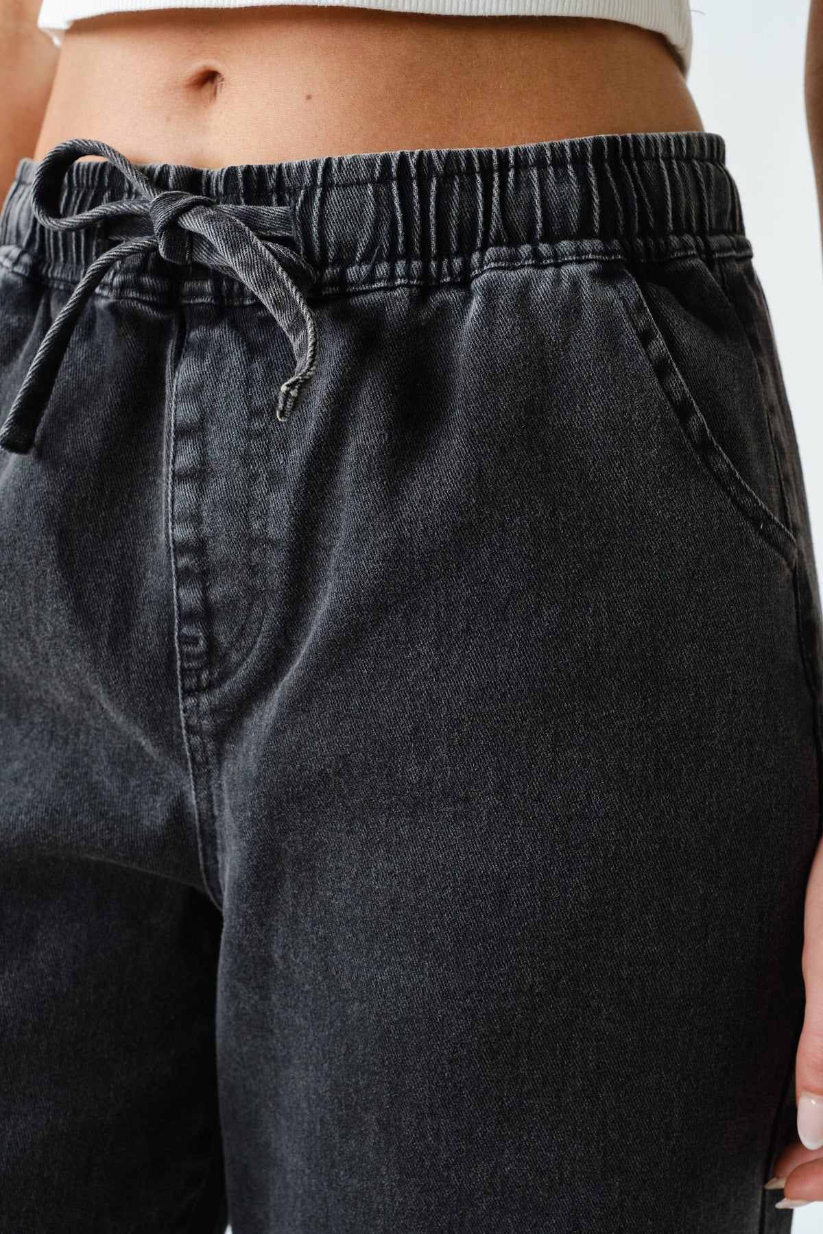 Off Duty Denim Pull-On Pants: Charcoal