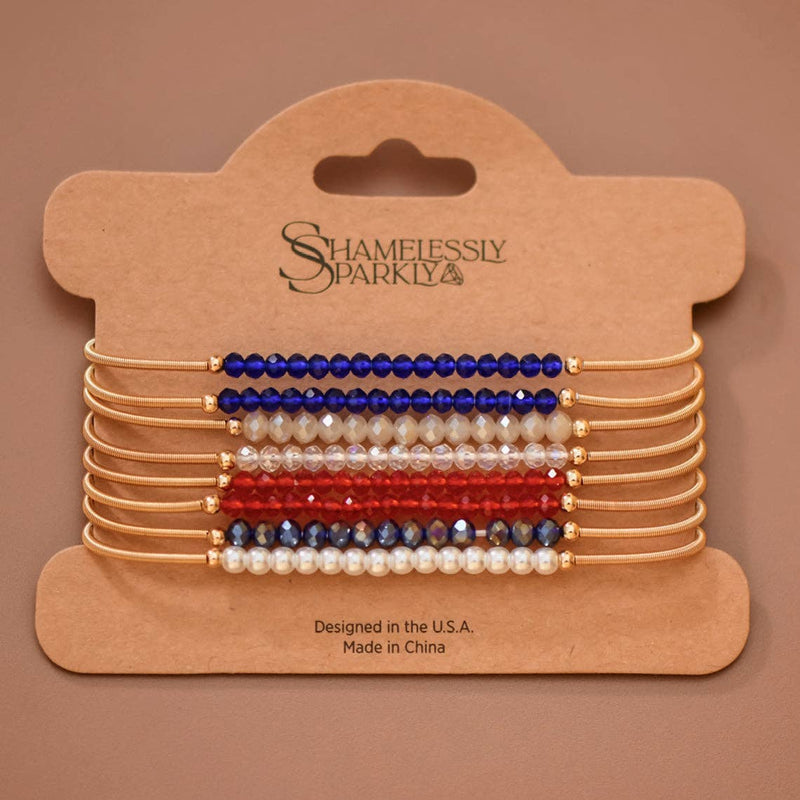 Patriotic Boho Layered Guitar String Bracelet Set