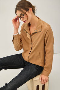 The Camden Cropped Utility Jacket – Soft Safari Zip Up Lightweight Outerwear