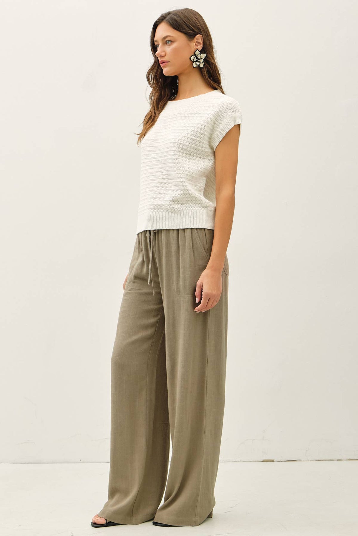 The Tessa Textured Knit Top: Off White