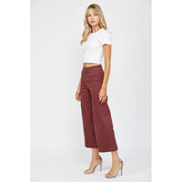 Mica Denim Roux High Rise Wide Crop Jeans – Wine Red