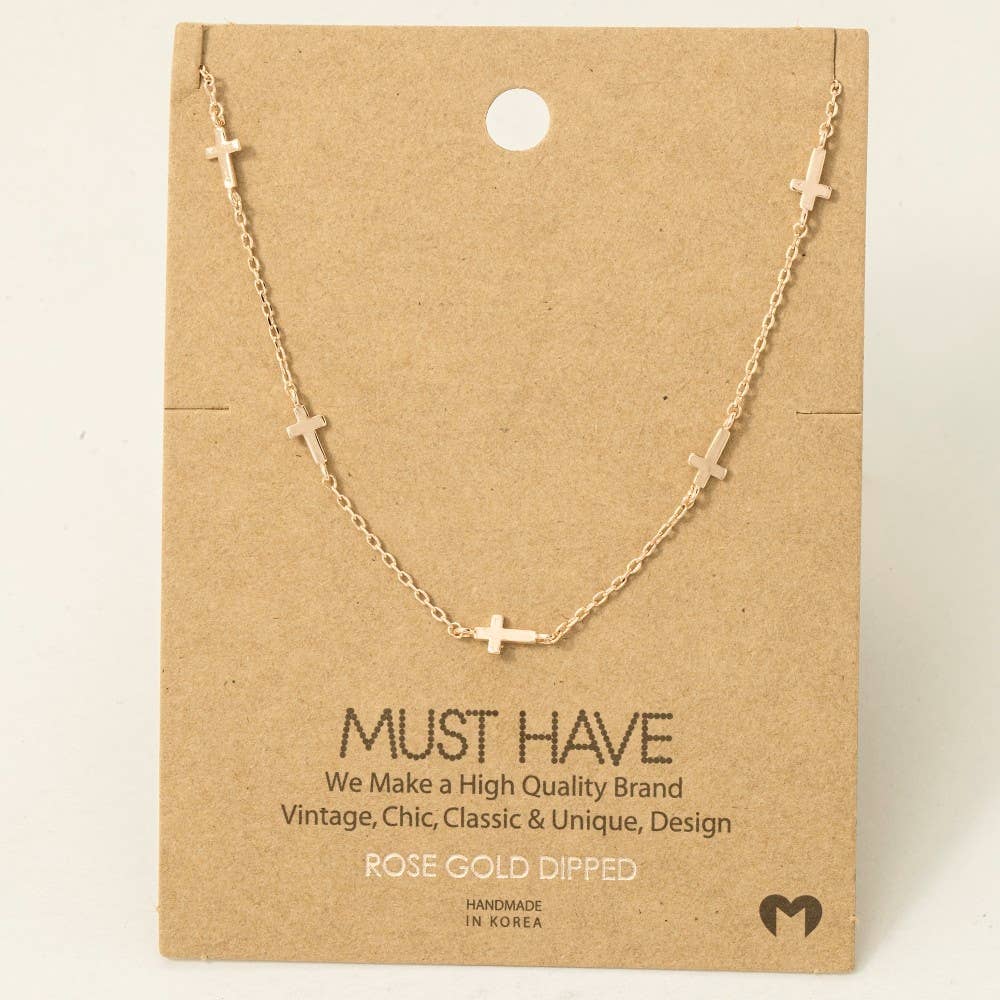Meadow Grace Gold Dipped Cross Station Necklace – Dainty Faith-Inspired Jewelry
