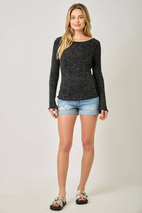 61364 Washed Thermal Essential Top: Green Apple / Small