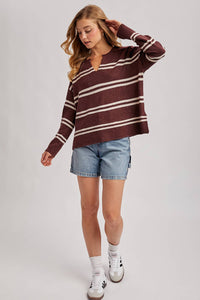 The Right Stripe Sweater: Chestnut