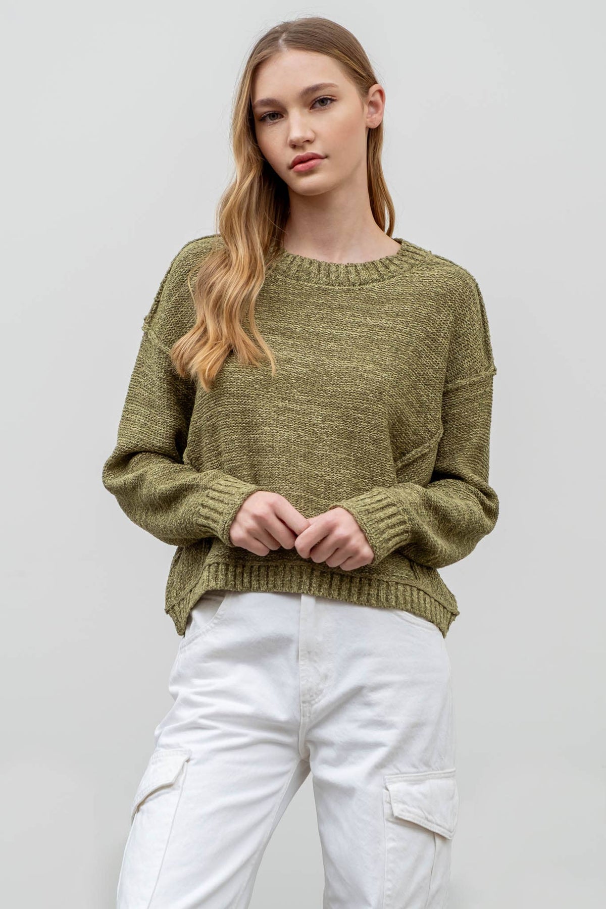 The Brinley Heathered Batwing Sweater: Olive  – Cozy, Textured & Effortlessly Chic