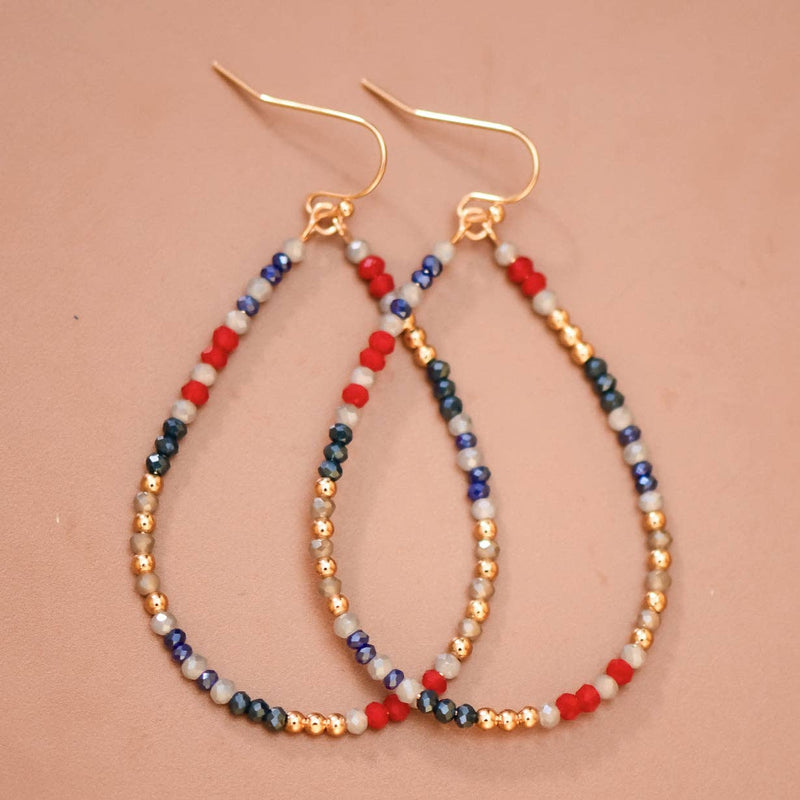Patriotic Beaded Teardrop Earrings