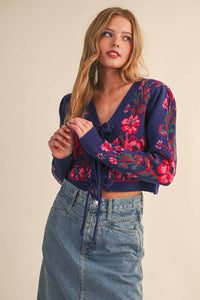 The Larkspur Bow-Front Floral Cardigan | Northern Belle Boutique