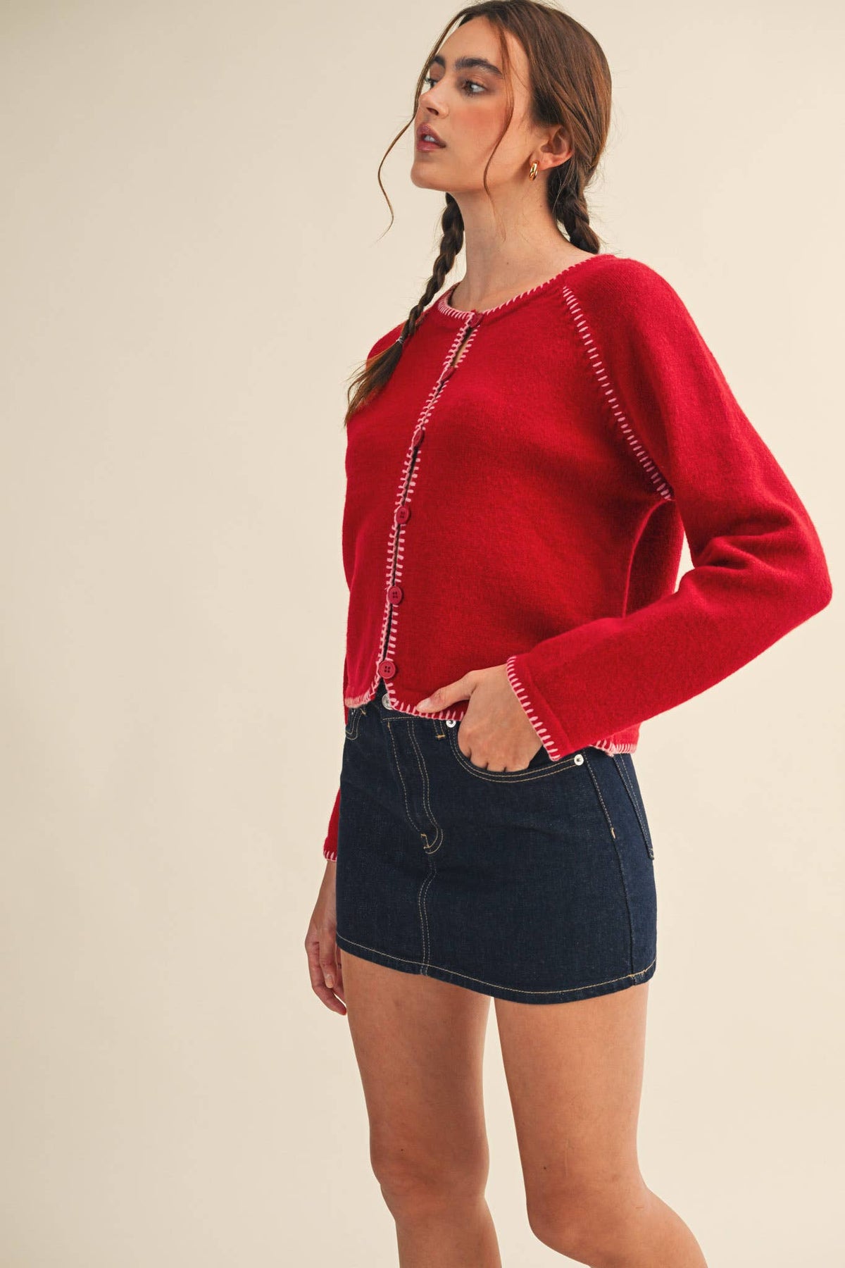 The Rowan Blanket-Stitch Cardigan | Northern Belle Boutique