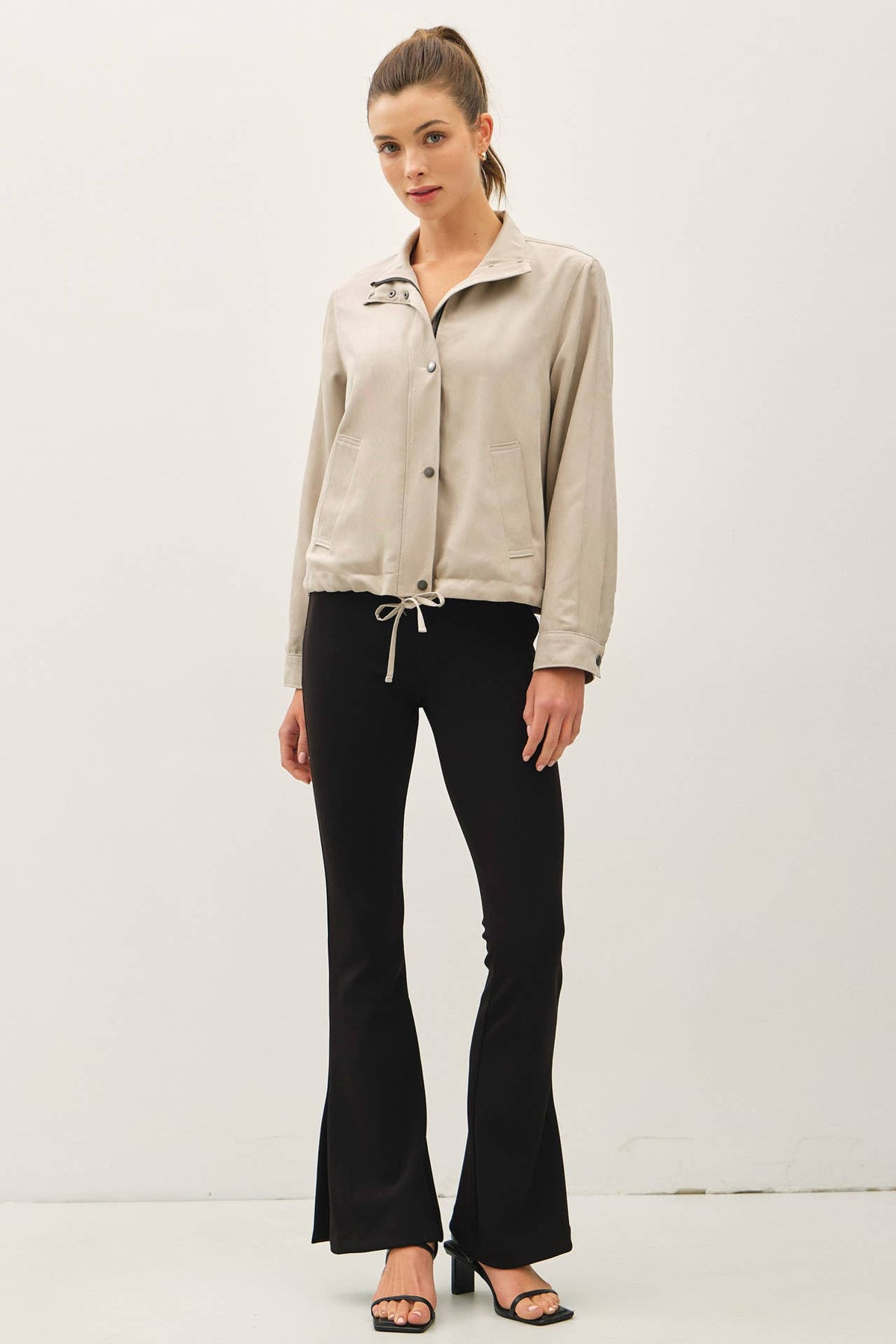 The Camden Cropped Utility Jacket – Soft Safari Zip Up Lightweight Outerwear