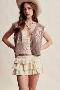 Pressed Petals Sweater Vest: Chestnut