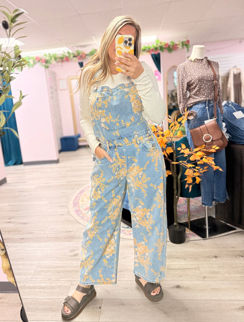 The Golden Hour Floral Denim Overalls