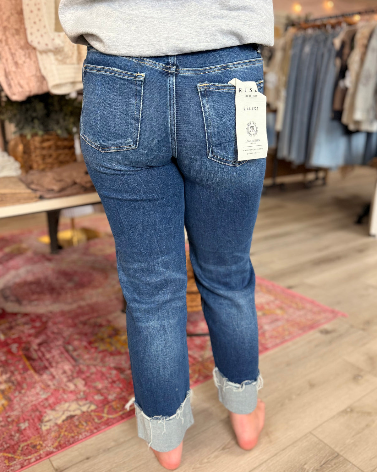 Risen "Roll With It" Boyfriend Jean: Medium Wash