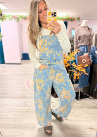 The Golden Hour Floral Denim Overalls