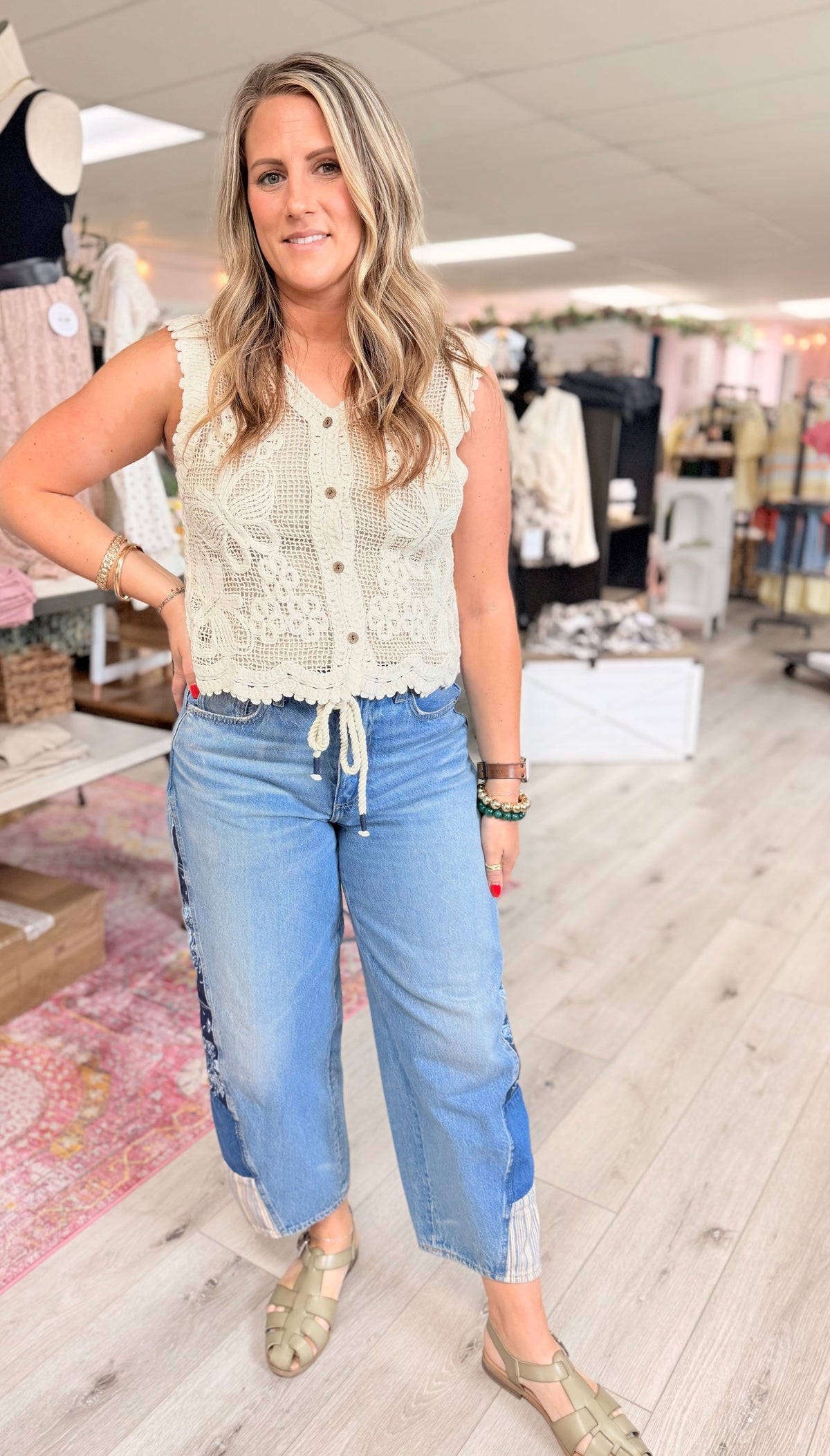The Mariposa Crochet Button Front Vest