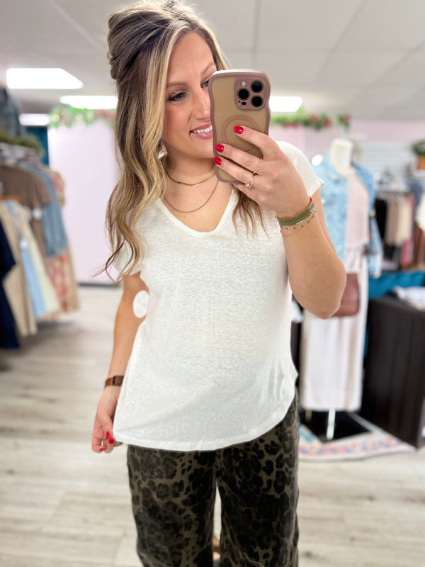 The Emery Essential Tee – Soft V Neck Relaxed Fit Everyday Basic Top